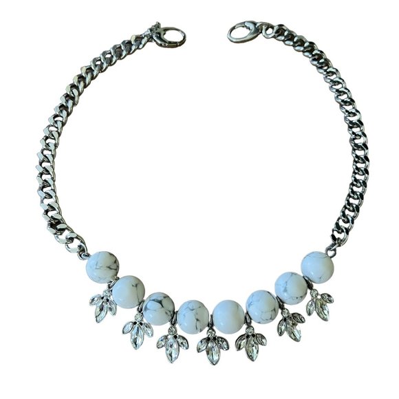 Adornable U Silver White Marble Rhinestone Reversible Statement Classic … - Picture 9 of 16